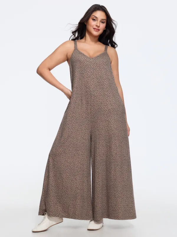 Supersoft Stretch Leopard Print Adjustable Straps Relaxed-Fit Jumpsuit made by Bloomchic