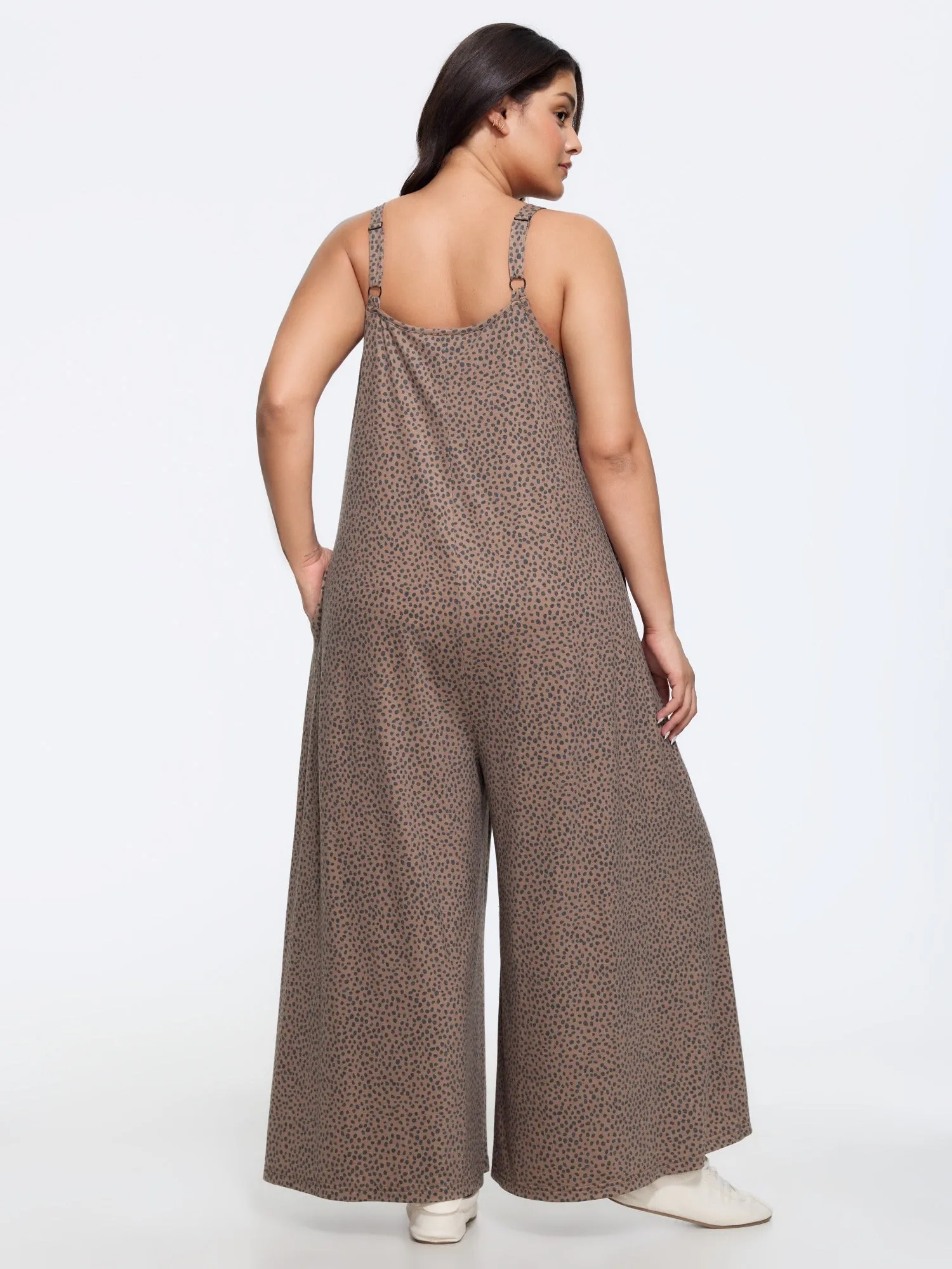 Supersoft Stretch Leopard Print Adjustable Straps Relaxed-Fit Jumpsuit sold by Bloomchic product image thumbnail 3