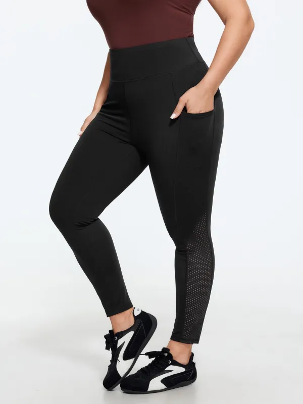 Stretch Cut Out Hem Pocket Leggings made by Bloomchic