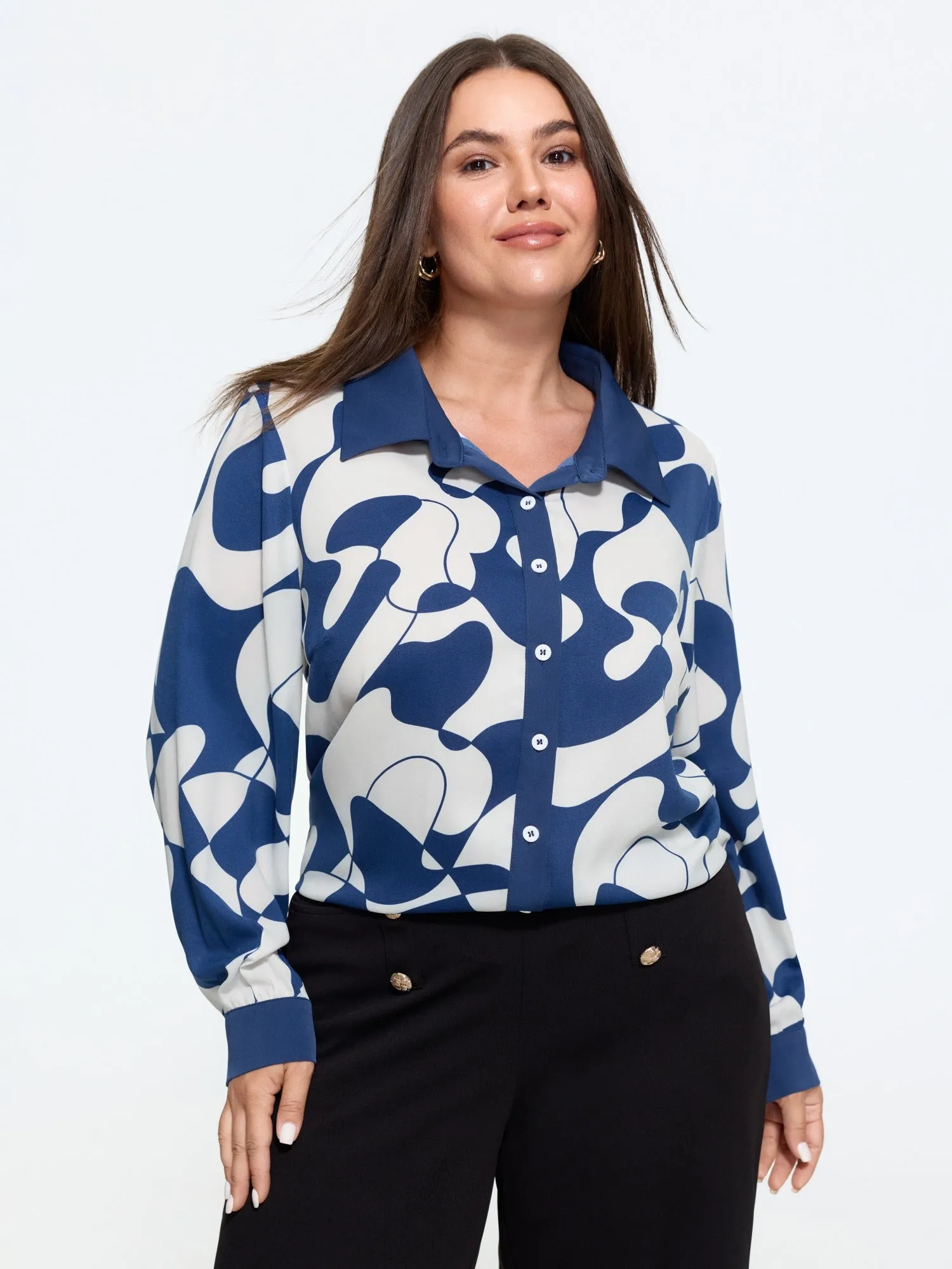 Geometric Abstract Print Loose Fit Blouse sold by Bloomchic
