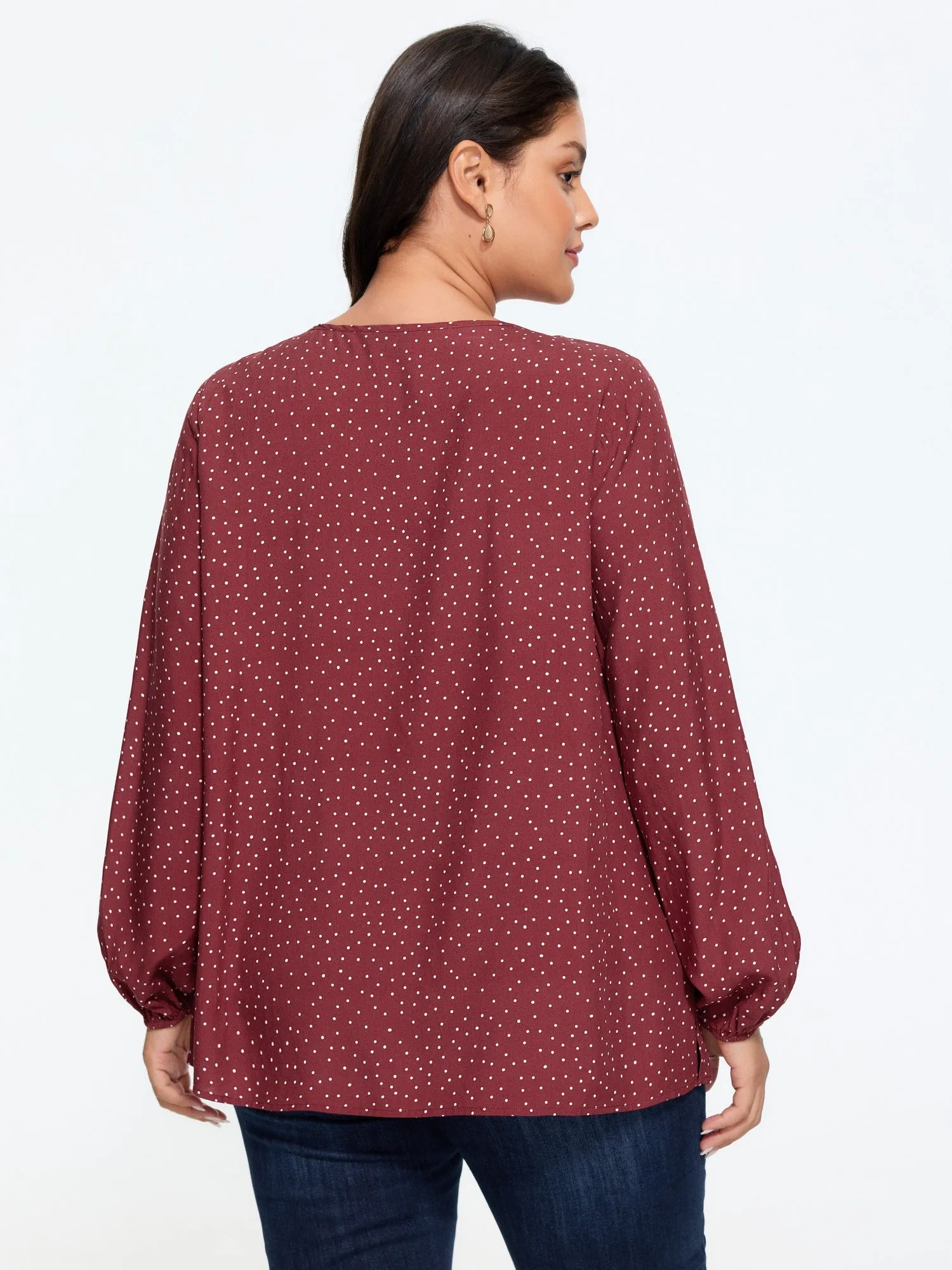 Polka Dot Keyhole Neck Pleated Blouse sold by Bloomchic product image thumbnail 3