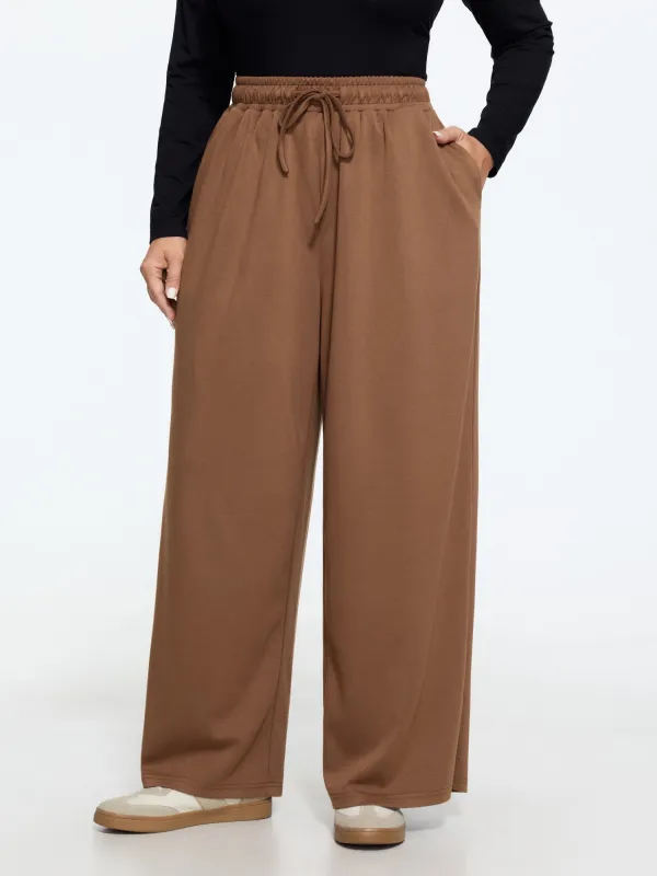 Supersoft Stretch Drawstring Waist Wide Leg Pants made by Bloomchic