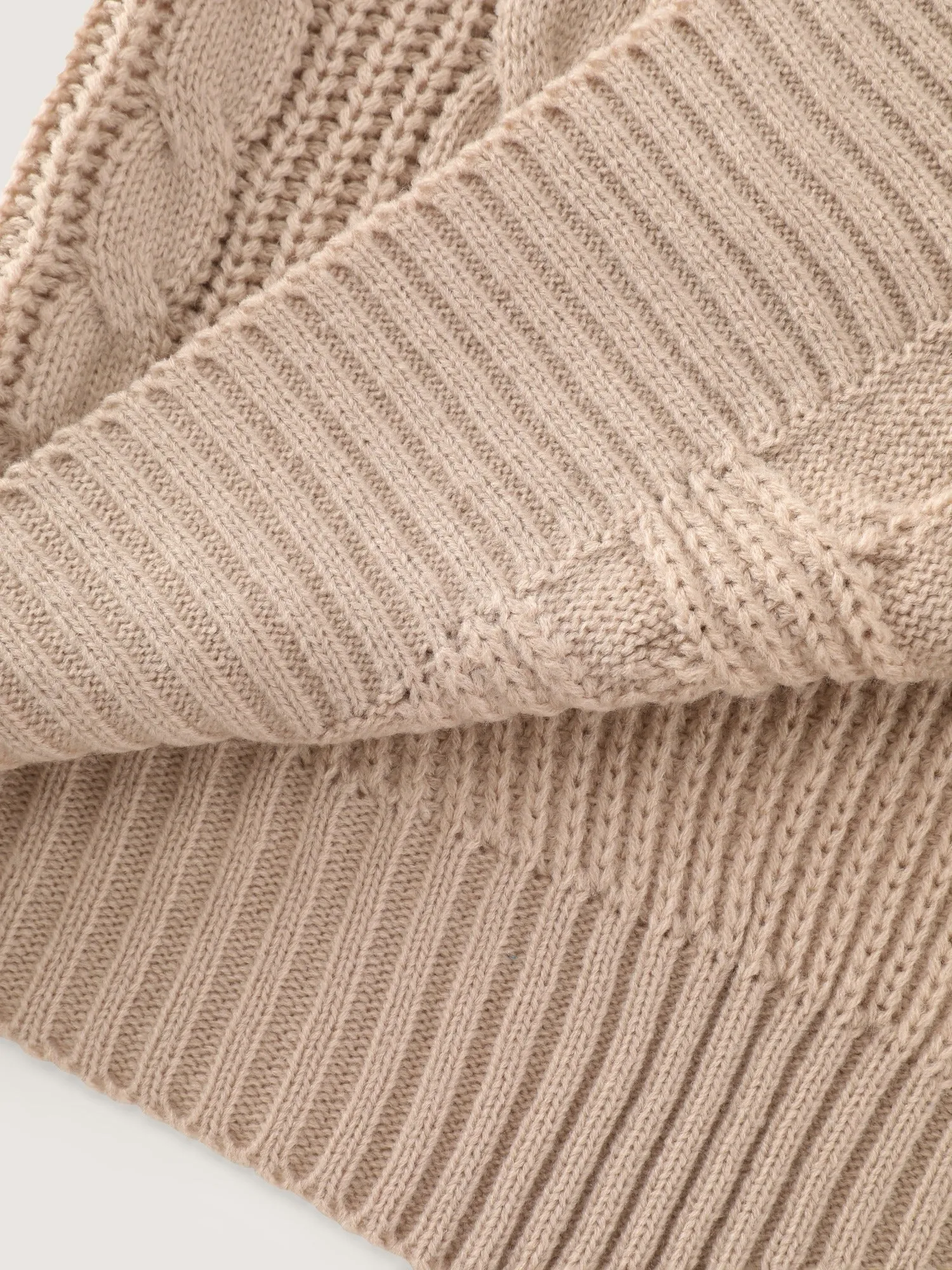 Open‑Front Pocket Cable Knit Hooded Cardigan sold by Bloomchic product image thumbnail 5