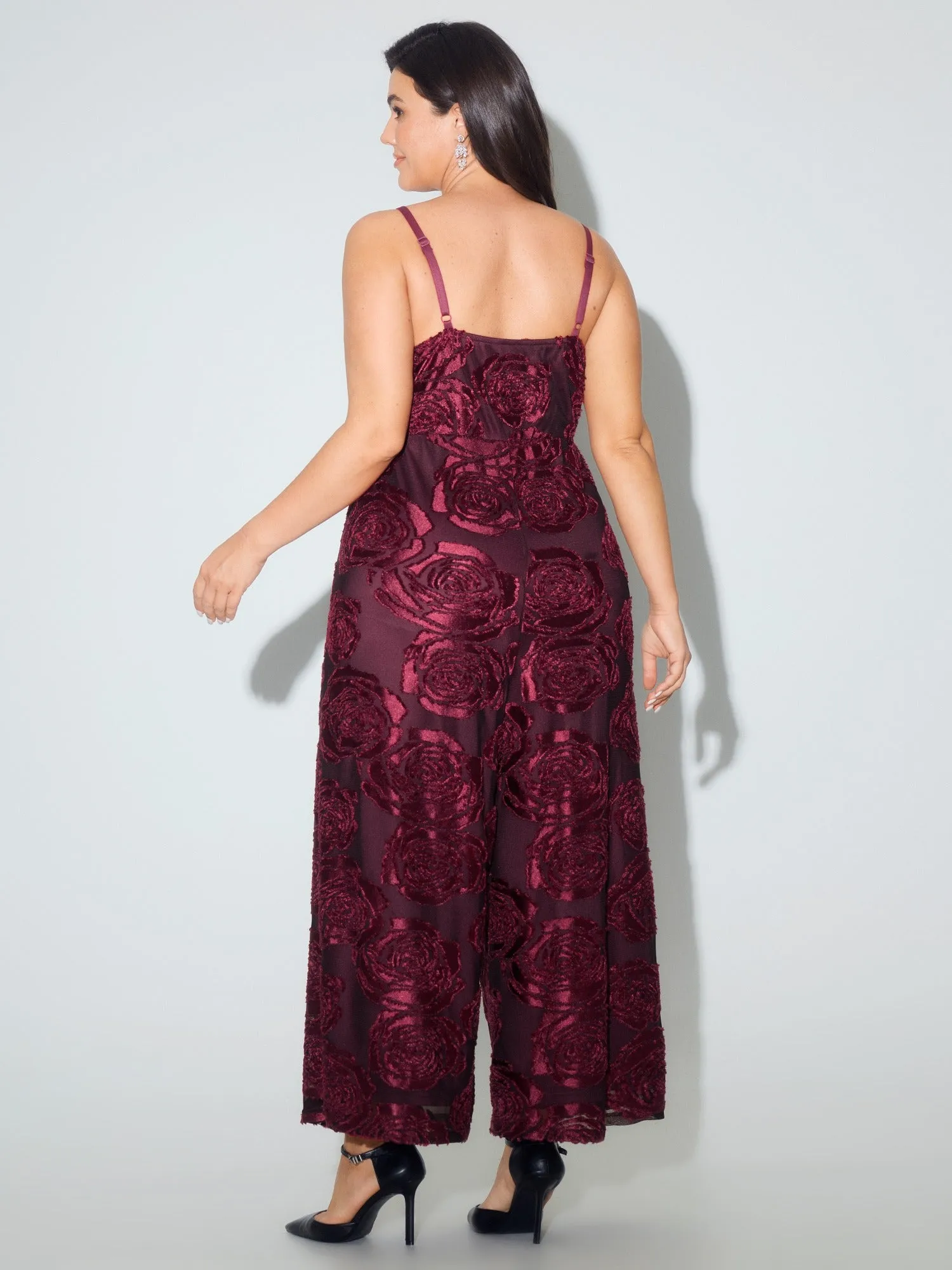 Rose Embroidered Spaghetti Strap Wide Leg Jumpsuit sold by Bloomchic product image thumbnail 3