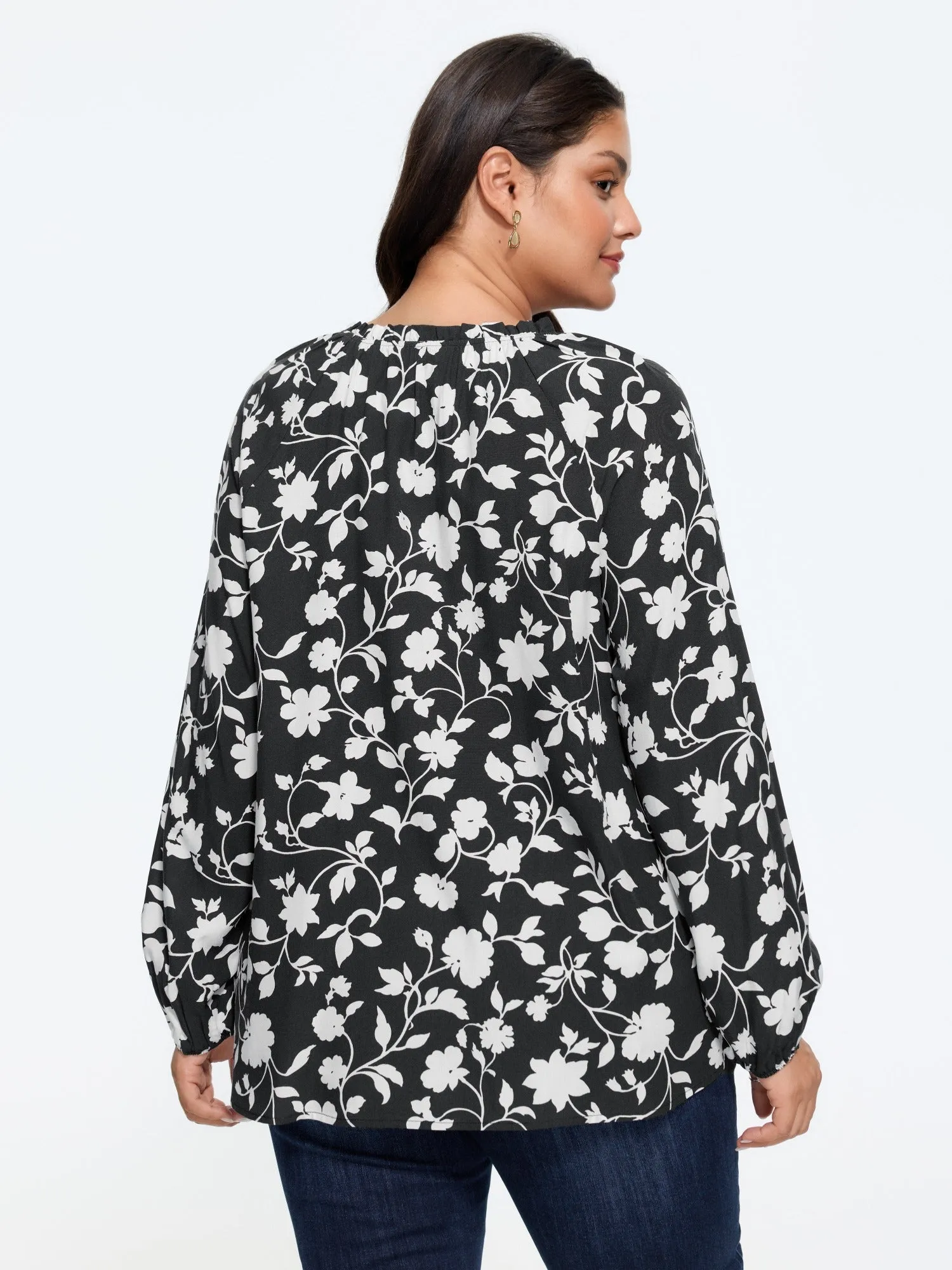 Floral Print Tie Neck Loose Blouse sold by Bloomchic product image thumbnail 3