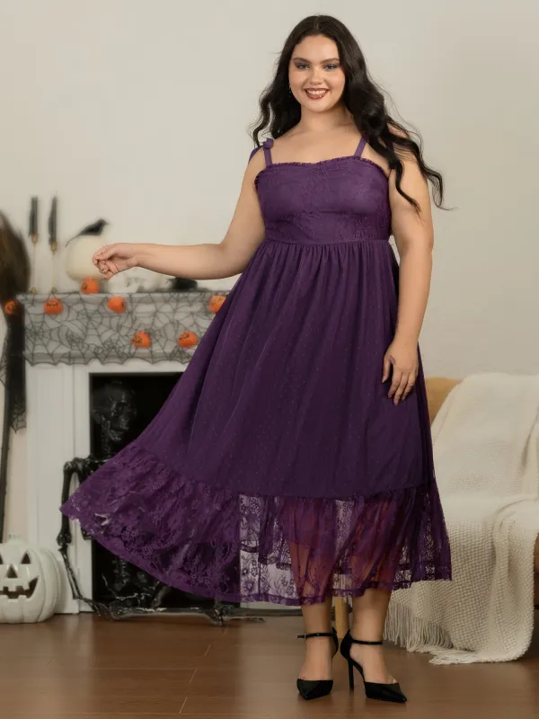 Textured Lace Tulle Ruffle Hem Sleeveless Maxi Dress made by Bloomchic