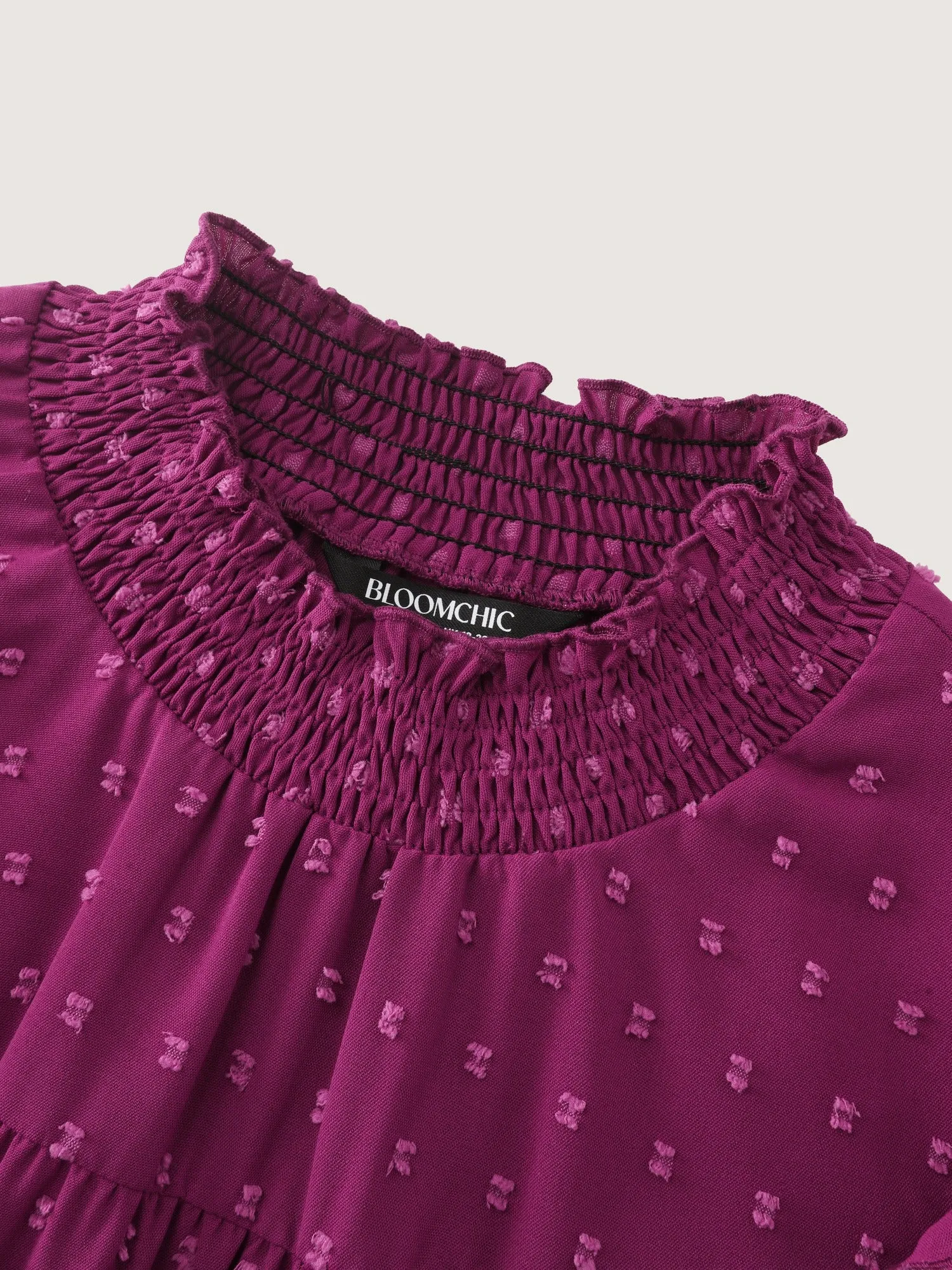 Textured Ruffle Shirred Mock Neck Blouse sold by Bloomchic product image thumbnail 5