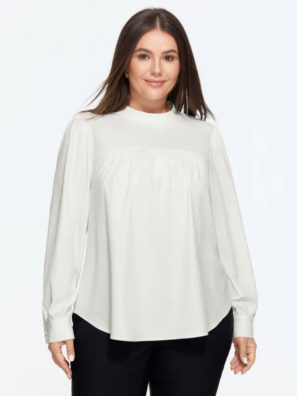 Mock Neck Pleated Chiffon Blouse made by Bloomchic