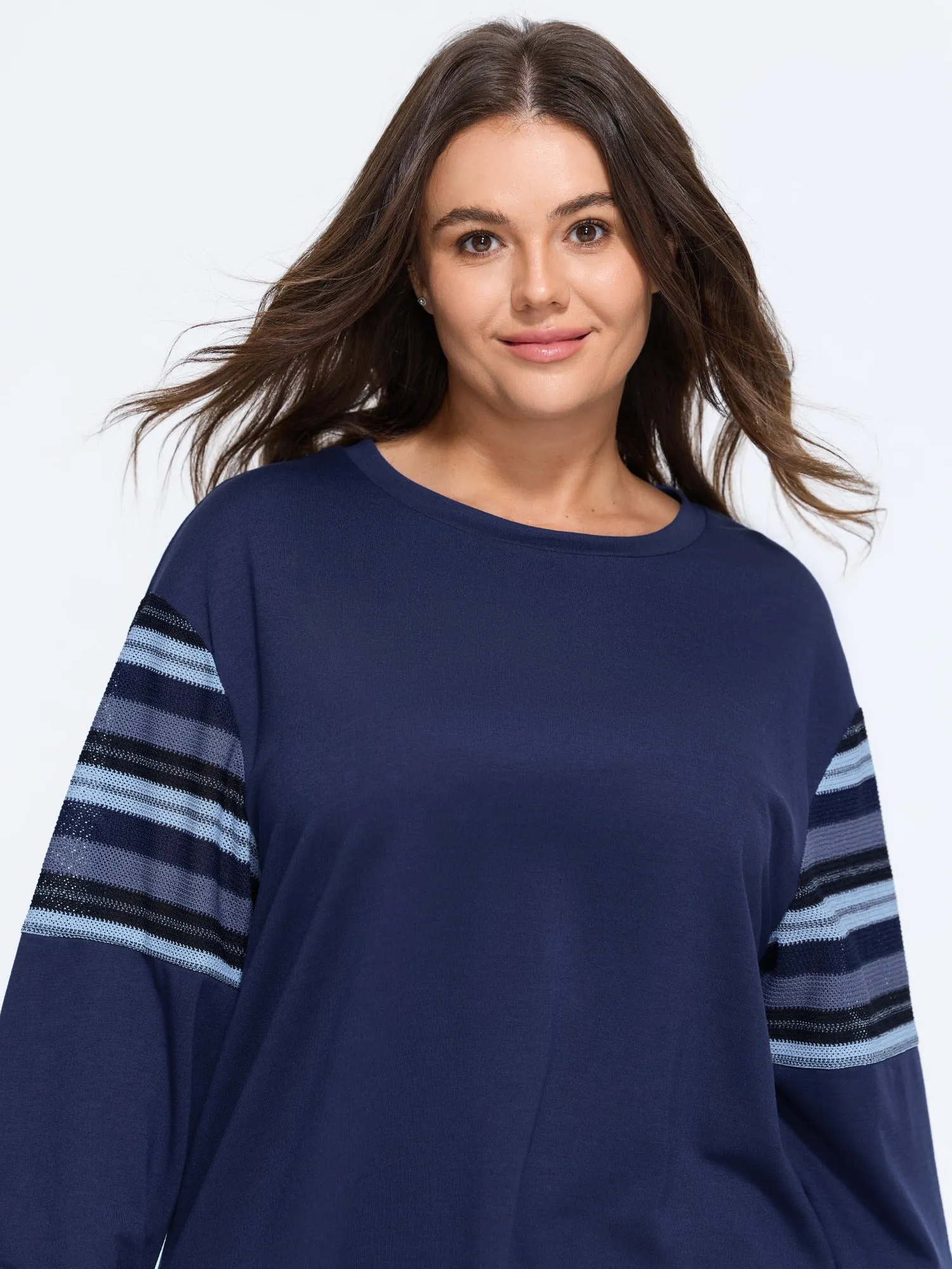 Color Block Striped Sleeve Sweatshirt sold by Bloomchic