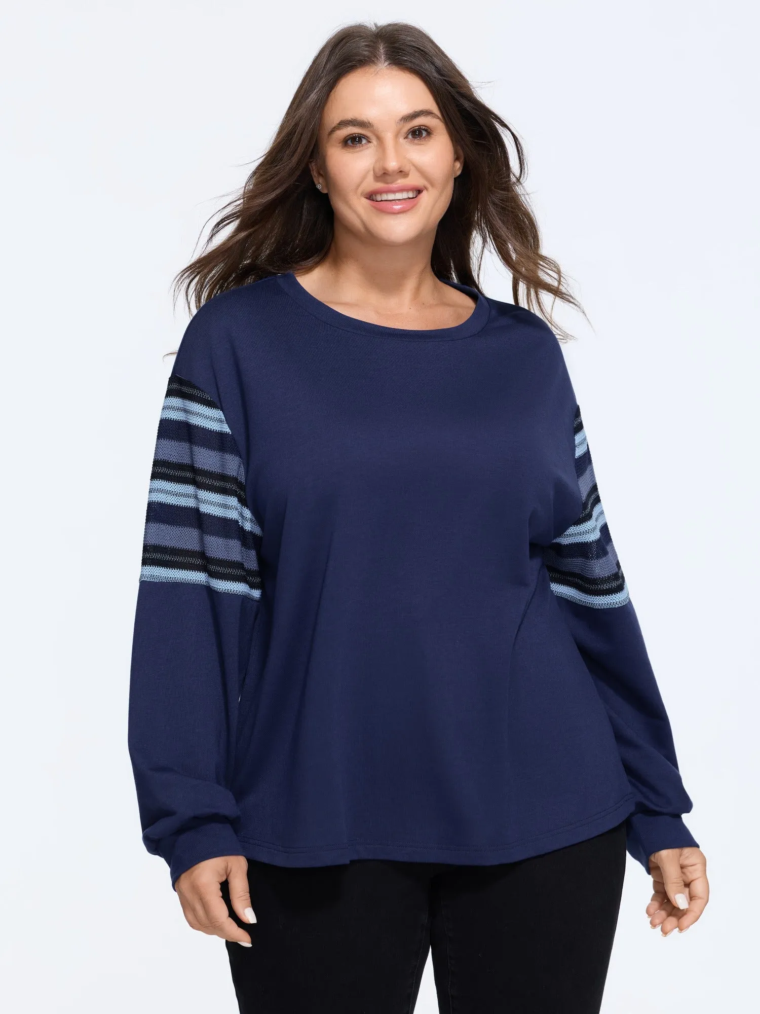 Color Block Striped Sleeve Sweatshirt sold by Bloomchic product image thumbnail 2