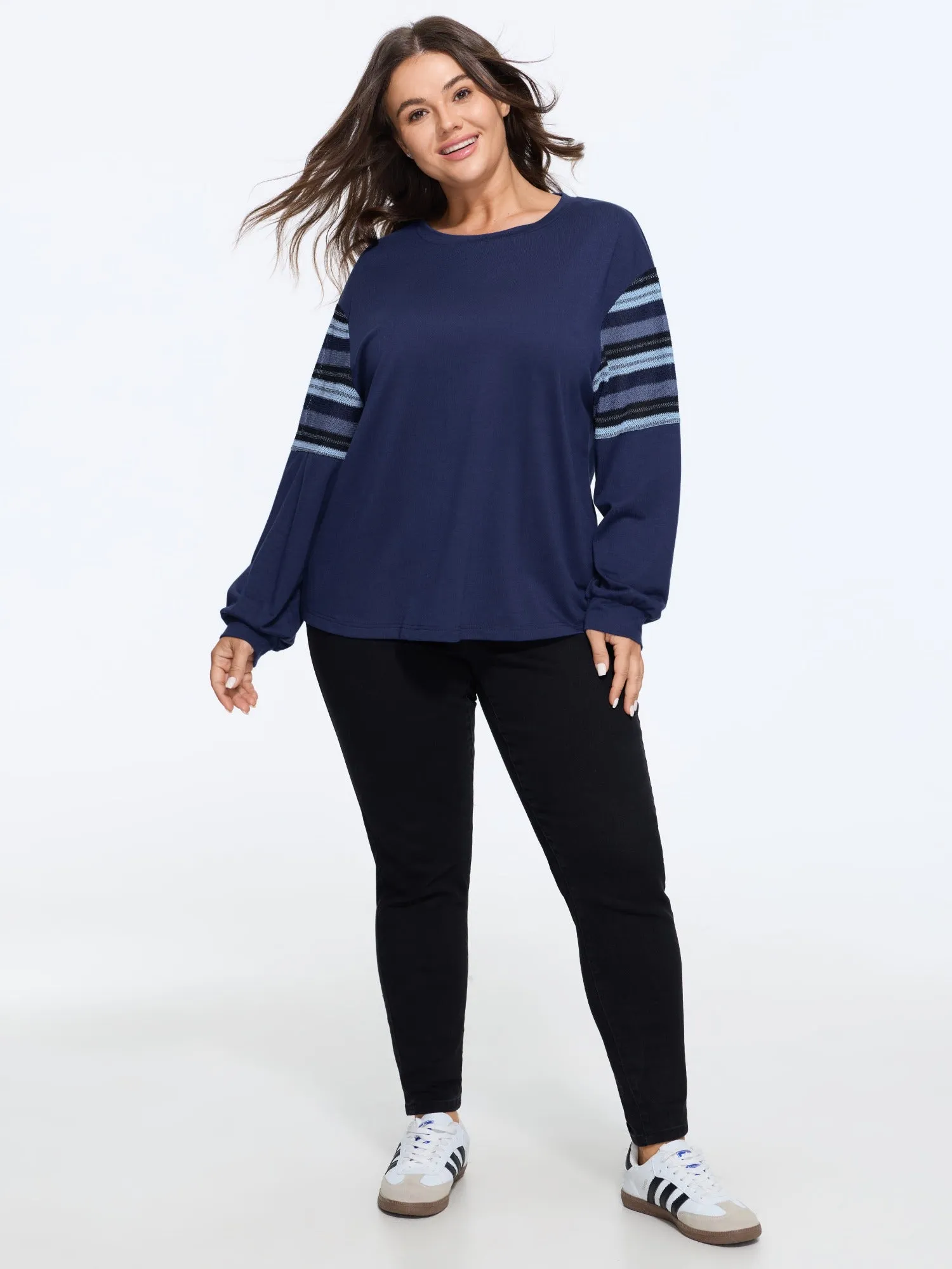 Color Block Striped Sleeve Sweatshirt sold by Bloomchic product image thumbnail 4