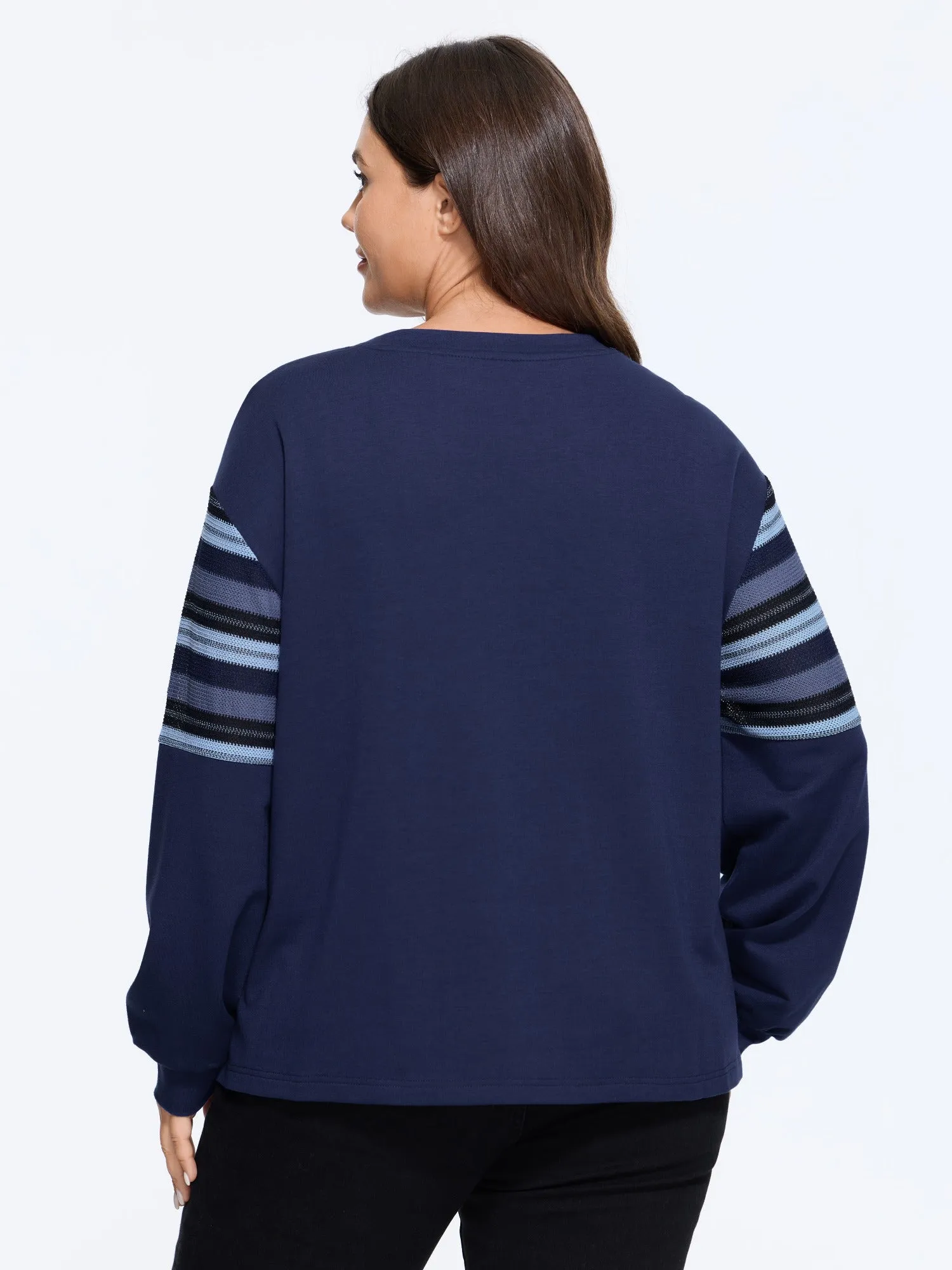 Color Block Striped Sleeve Sweatshirt sold by Bloomchic product image thumbnail 3