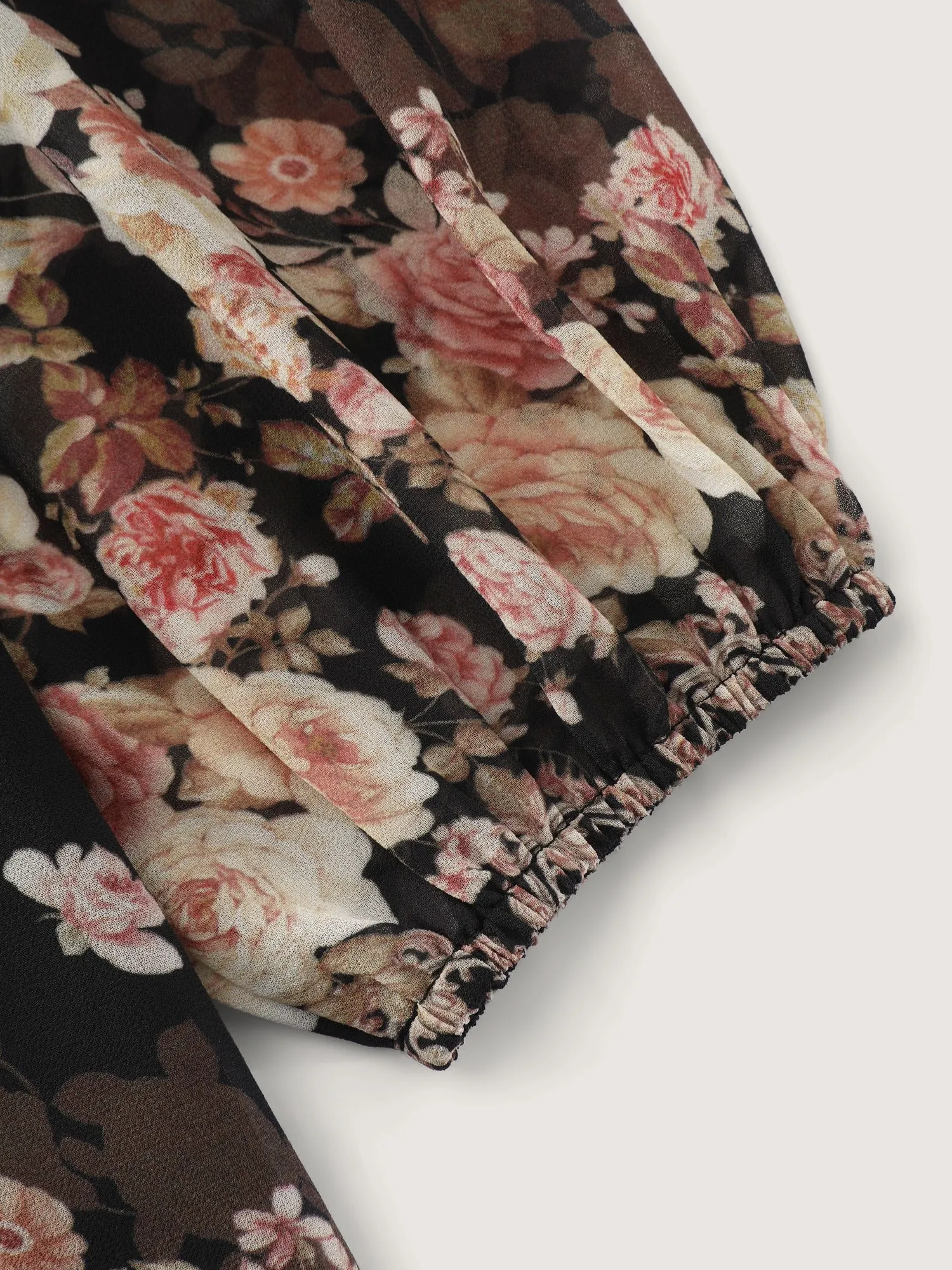 Floral Print Puff Sleeve Sheer Chiffon Blouse sold by Bloomchic product image thumbnail 5