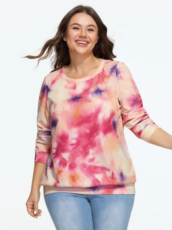 Tie Dye Round Neck Long Sleeve Sweatshirt made by Bloomchic