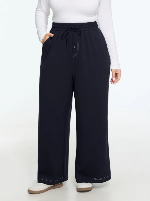 Supersoft Stretch Drawstring Waist Wide Leg Pants made by Bloomchic