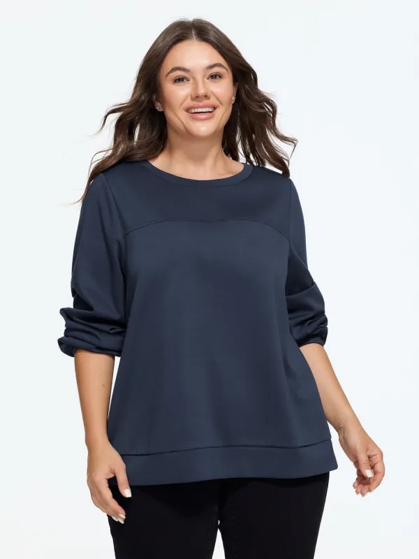 Supersoft Round Neck Lantern Sleeve Sweatshirt made by Bloomchic