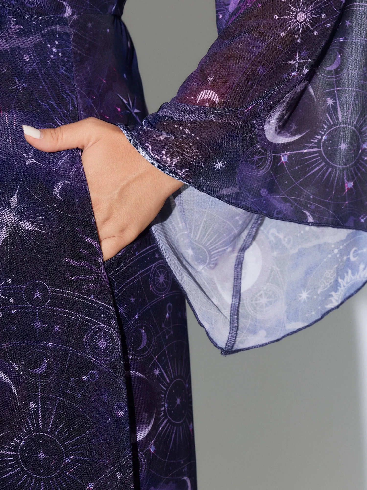 Celestial Moon Star Cold Shoulder Mini Dress sold by Bloomchic product image thumbnail 5