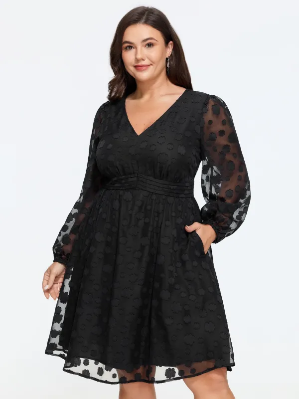 Textured Floral Mesh Pocket Mini Dress made by Bloomchic