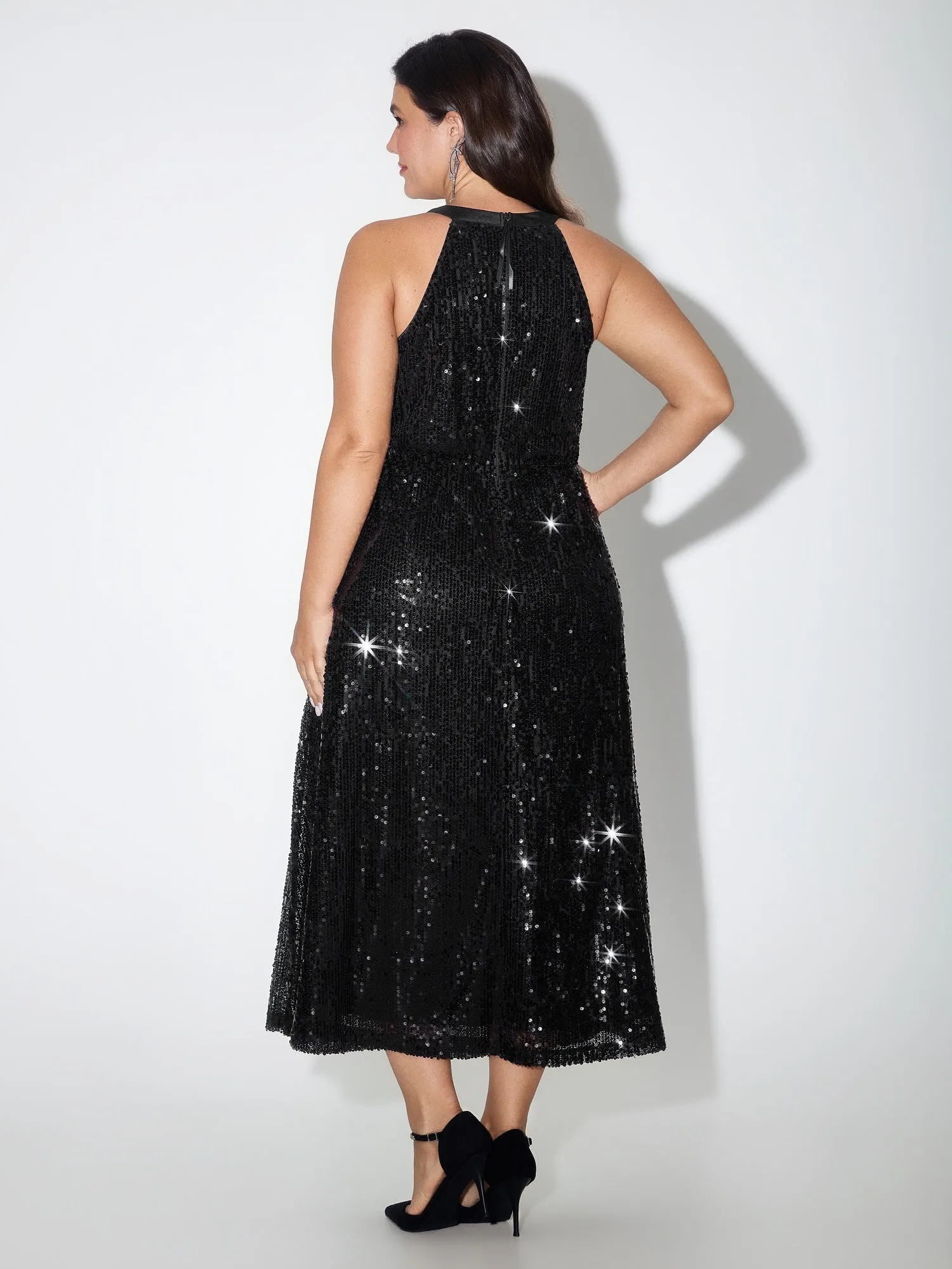 Halter Neck Sequin Midi Party Dress sold by Bloomchic product image thumbnail 3