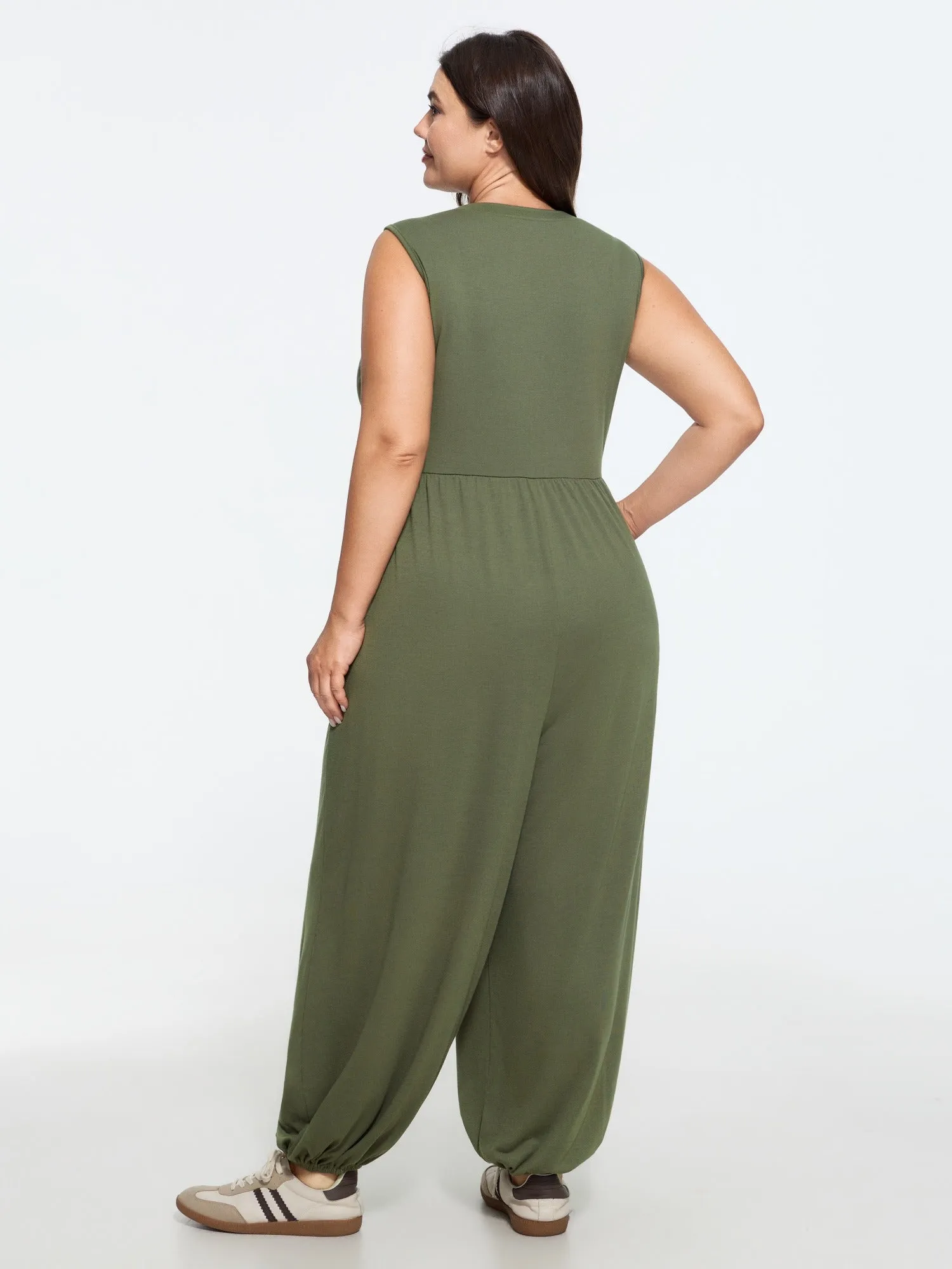 Supersoft Button Front Sleeveless Wide Leg Jumpsuit sold by Bloomchic product image thumbnail 3
