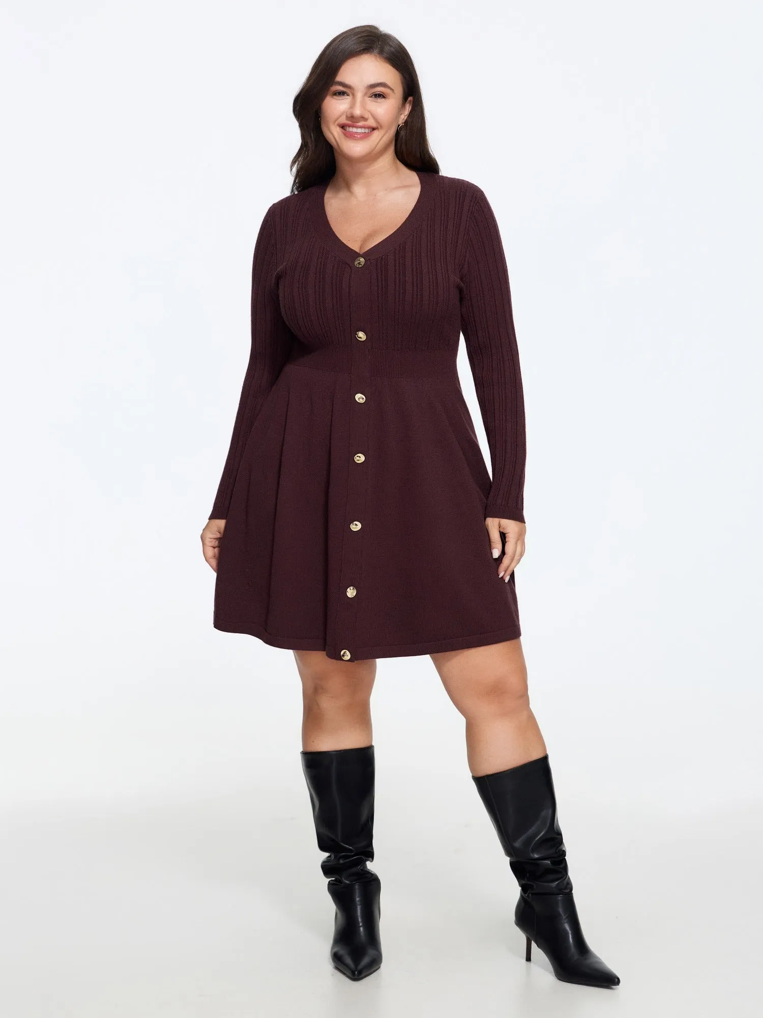 Supersoft V Neck Button Front Mini Dress sold by Bloomchic product image thumbnail 4