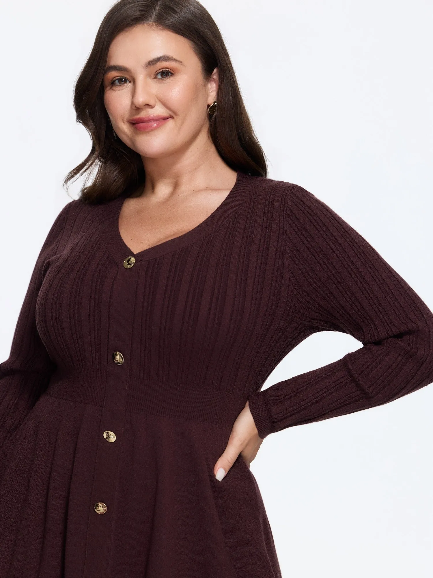 Supersoft V Neck Button Front Mini Dress sold by Bloomchic product image thumbnail 2