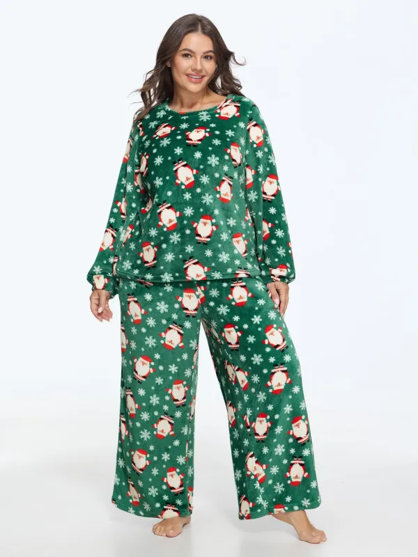 Santa Claus Snowflake Flannel Loungewear Set made by Bloomchic
