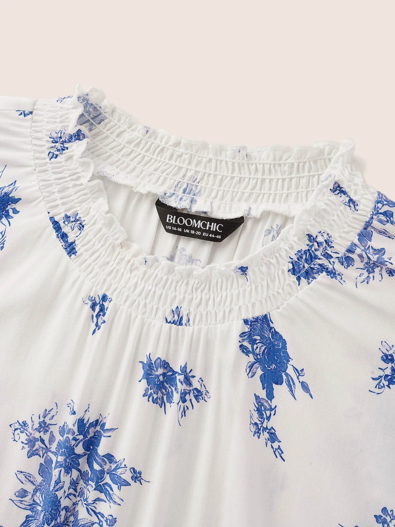 Wrap Collar Floral Ruffle Sleeve Blouse sold by Bloomchic product image thumbnail 5