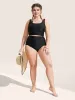 Solid Square Neck Adjustable Straps Swim Top sold by Bloomchic