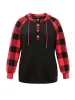 Plaid Texture Contrast Hooded Raglan Sleeve Sweatshirt sold by Bloomchic