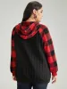 Plaid Texture Contrast Hooded Raglan Sleeve Sweatshirt sold by Bloomchic
