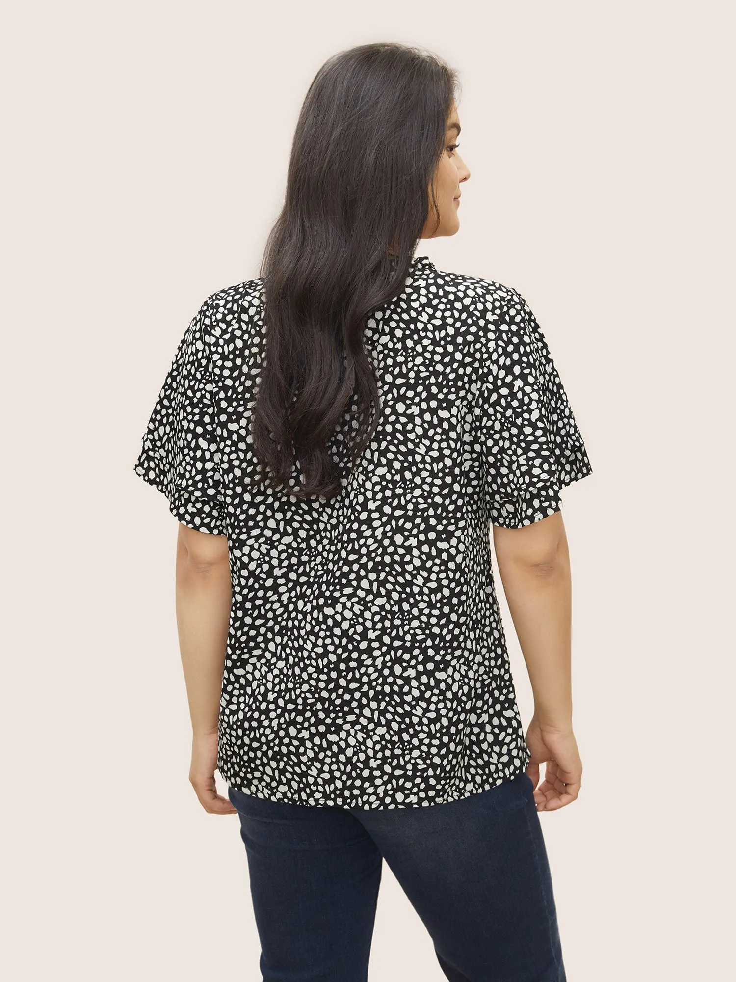 Leopard Print Tiered Ruffle Sleeve Blouse sold by Bloomchic product image thumbnail 3
