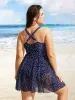 Polka Dot Drawstring Patchwork See Through Swim Dress sold by Bloomchic
