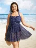 Polka Dot Drawstring Patchwork See Through Swim Dress sold by Bloomchic