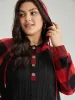 Plaid Texture Contrast Hooded Raglan Sleeve Sweatshirt sold by Bloomchic