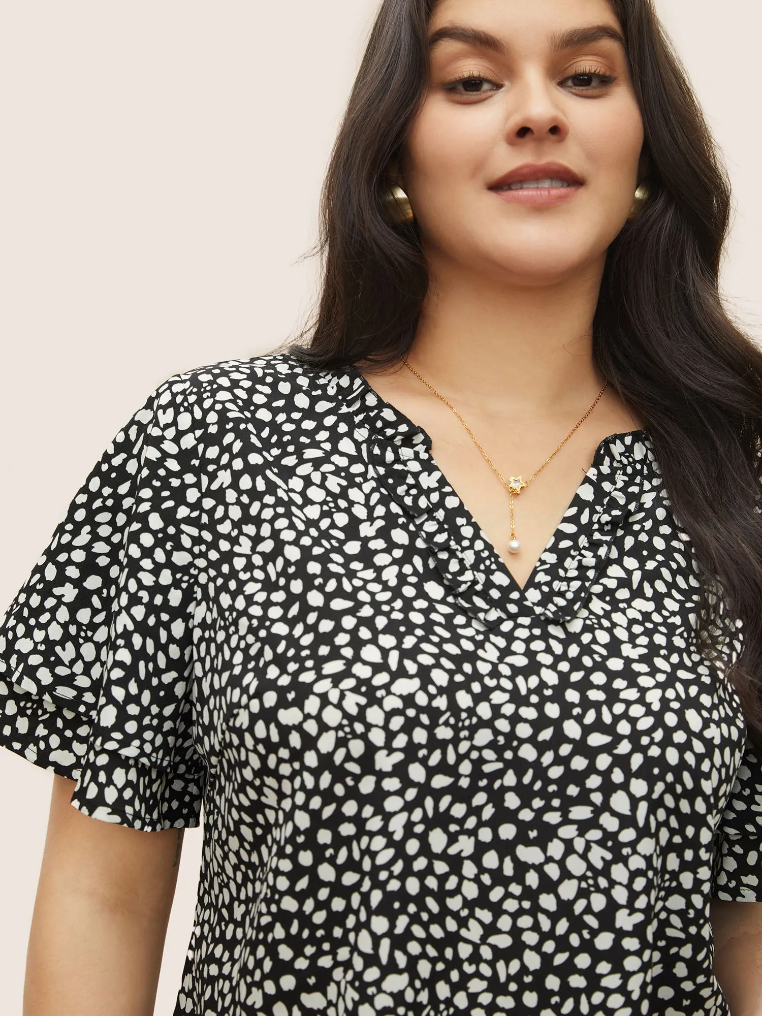 Leopard Print Tiered Ruffle Sleeve Blouse sold by Bloomchic product image thumbnail 4