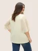 Textured Patchwork Pleated Bell Sleeve T-shirt sold by Bloomchic