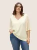 Textured Patchwork Pleated Bell Sleeve T-shirt sold by Bloomchic