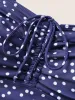 Polka Dot Drawstring Patchwork See Through Swim Dress sold by Bloomchic