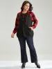 Plaid Texture Contrast Hooded Raglan Sleeve Sweatshirt sold by Bloomchic