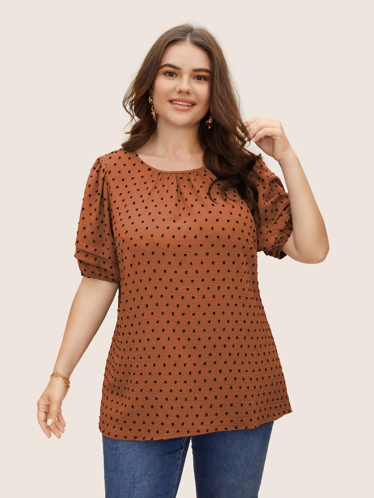 Textured Polka Dot Blouse sold by Bloomchic