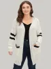 Contrast Patched Pocket Open Front Cardigan sold by Bloomchic