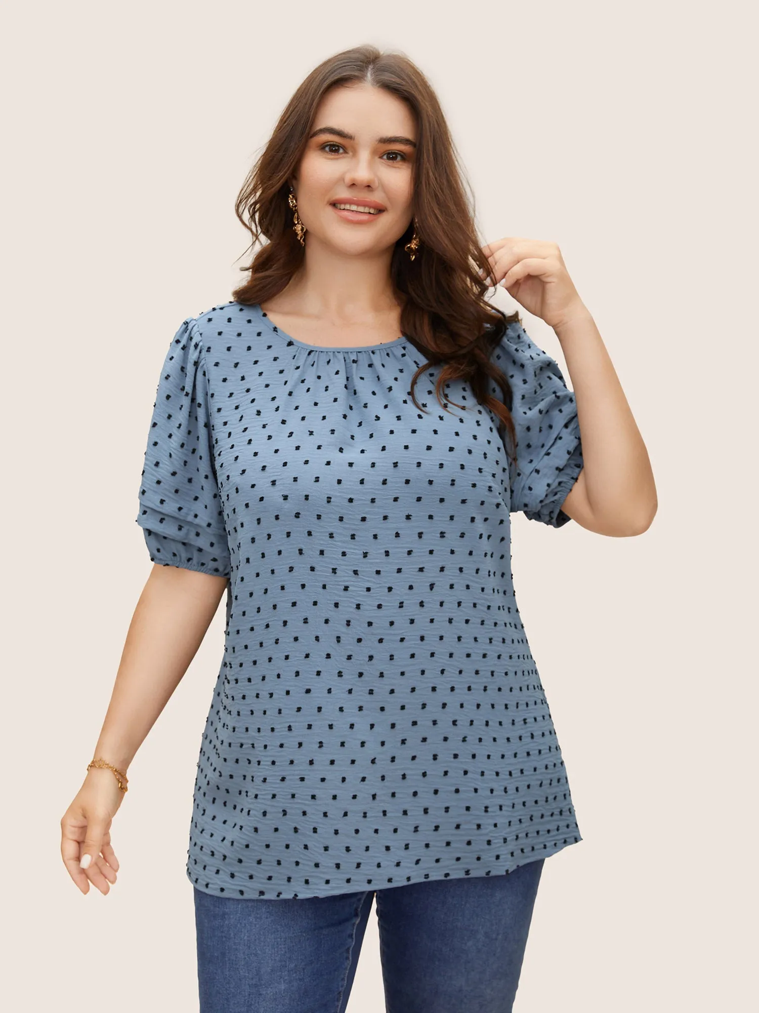 Textured Polka Dot Blouse sold by Bloomchic product image thumbnail 5