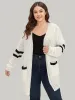 Contrast Patched Pocket Open Front Cardigan sold by Bloomchic