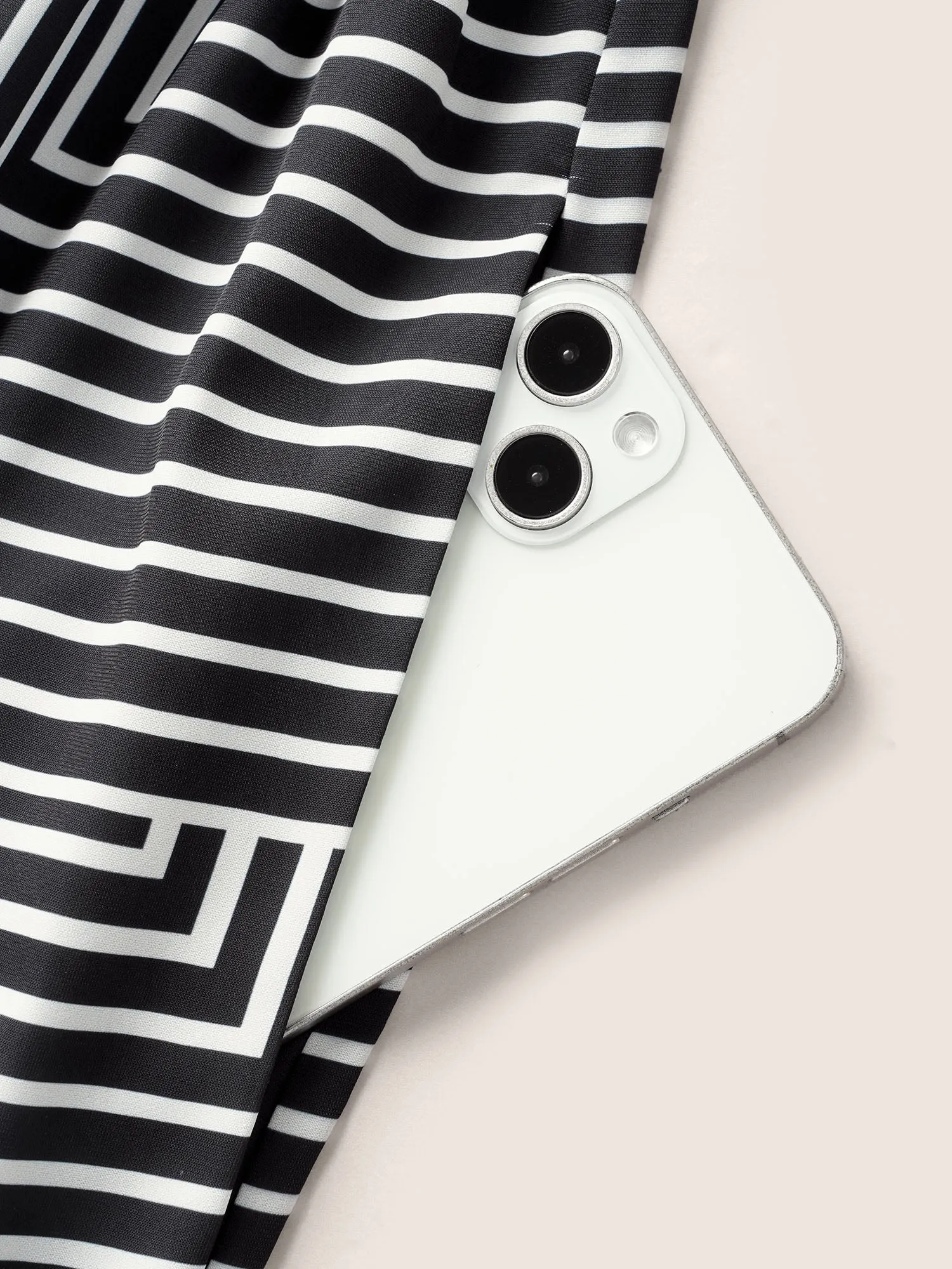 Geometric Striped Overlap Collar Pocket Blouse sold by Bloomchic product image thumbnail 2
