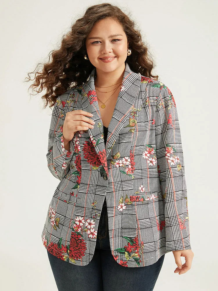 Floral Plaid Patchwork Pocket Blazer sold by Bloomchic product image thumbnail 3