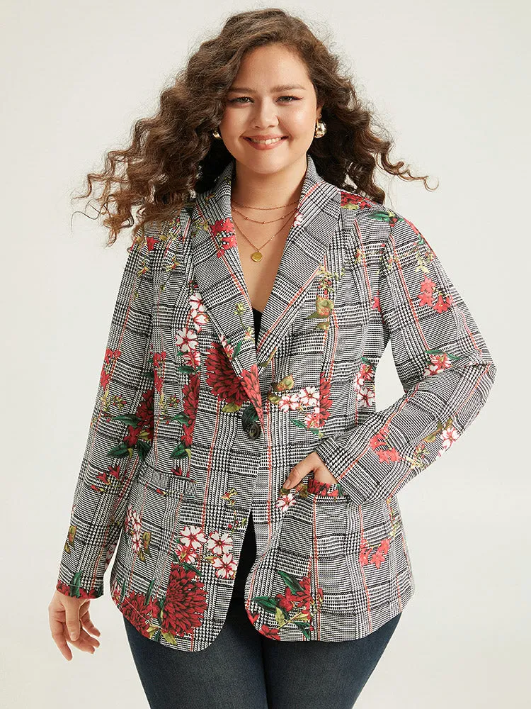 Floral Plaid Patchwork Pocket Blazer sold by Bloomchic product image thumbnail 2