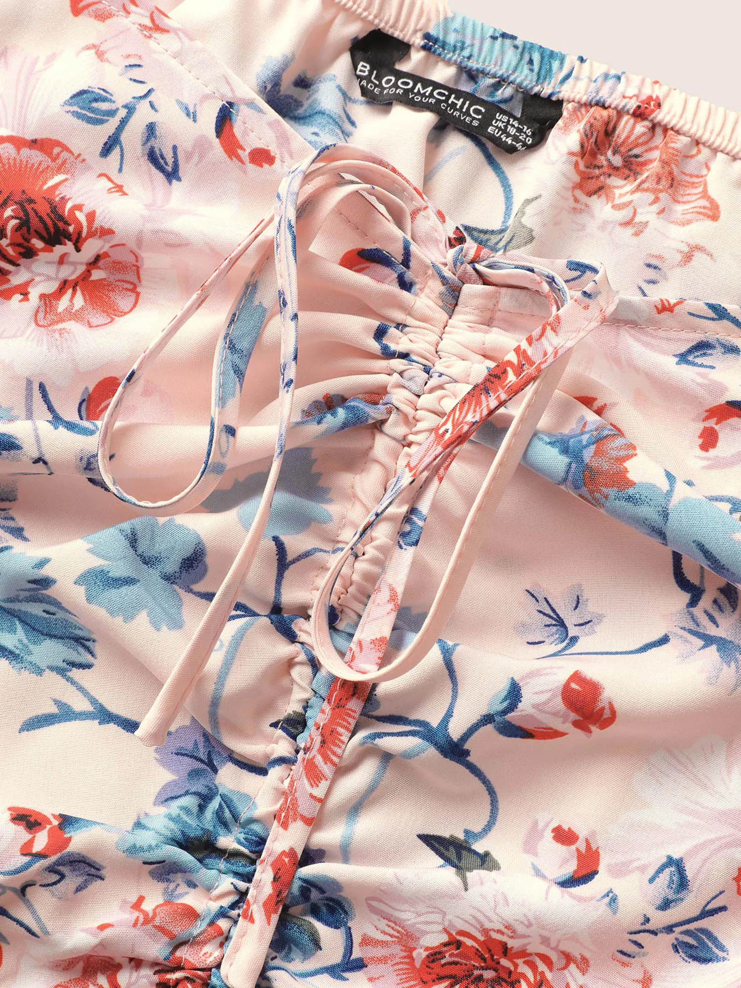 Square Neck Floral Print Gathered Drawstring Dress sold by Bloomchic product image thumbnail 5