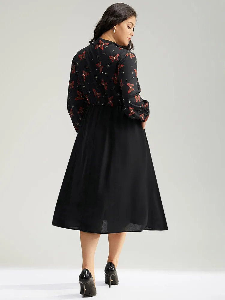 Christmas Butterfly Patchwork Tie Neck Dress sold by Bloomchic product image thumbnail 4