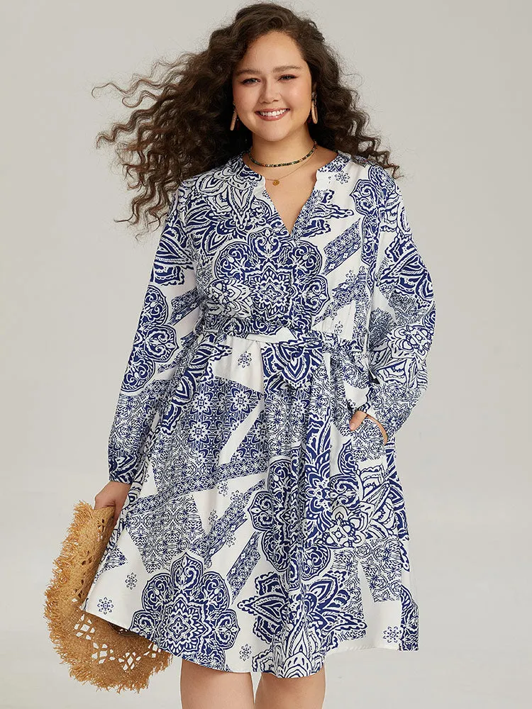 Bandana Print Notched Belted Dress sold by Bloomchic product image thumbnail 5